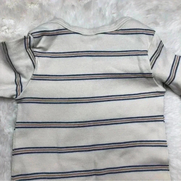 Colored Organics Gown Long Sleeved Adjustable  Tie Bottom Cream Stripes 0-3M - Picture 13 of 16